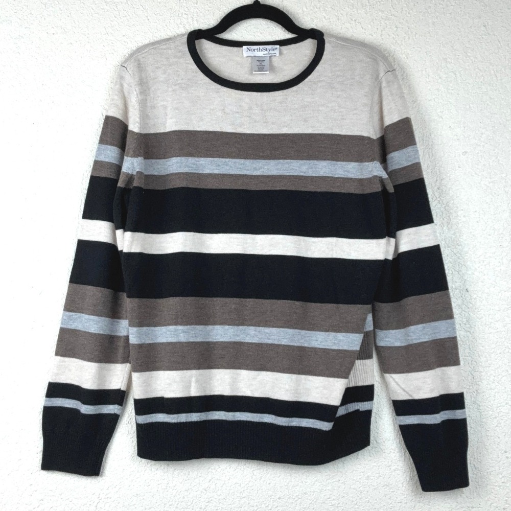 NorthStyle Multicolor Striped Sweater - XL - Knit Crewneck Casual Preppy Classic